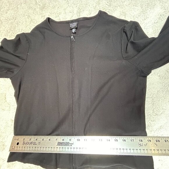 Eileen Fisher Women's Zip-Front Jacket Size PM Black Relaxed Fit Lightweight - Picture 6 of 8